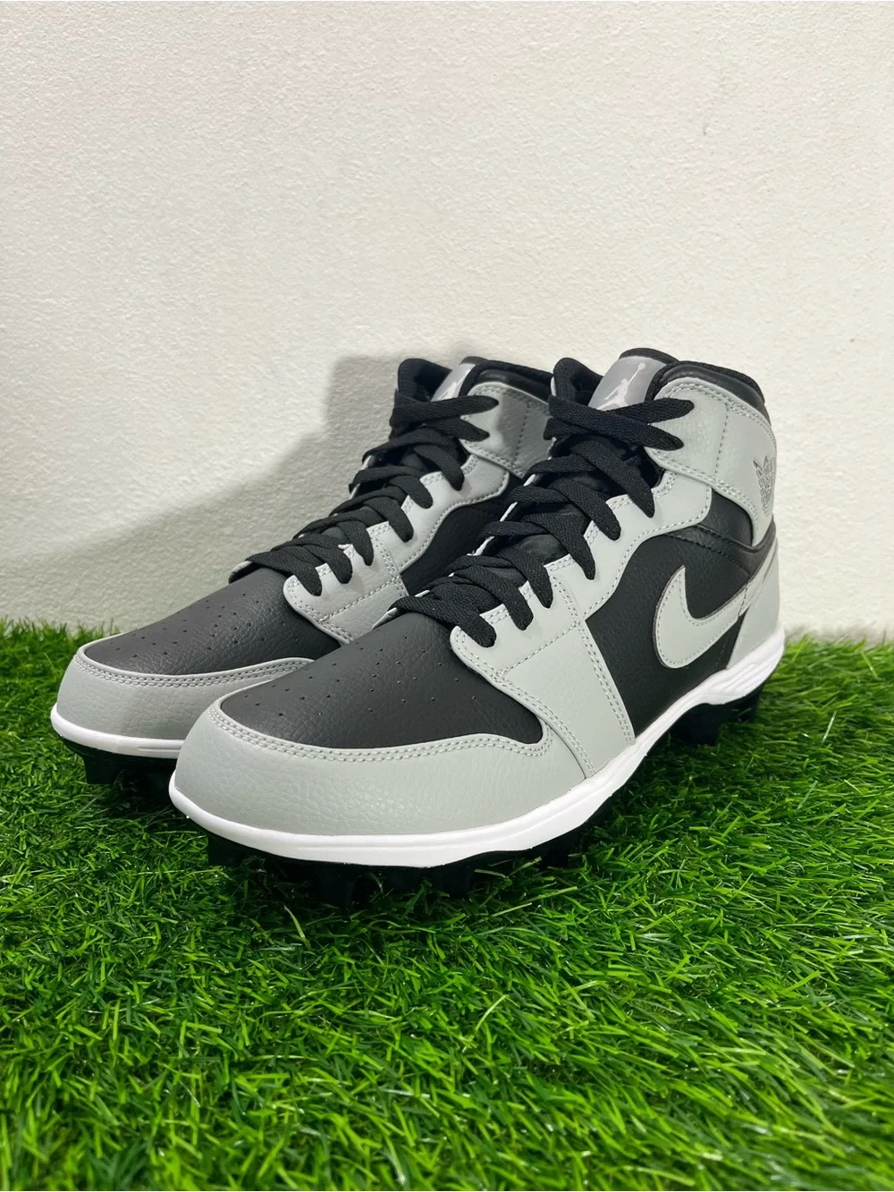 Mens Size 10 Nike Air Jordan 1 Mid TD Shadow Black Grey Football FJ6805 002